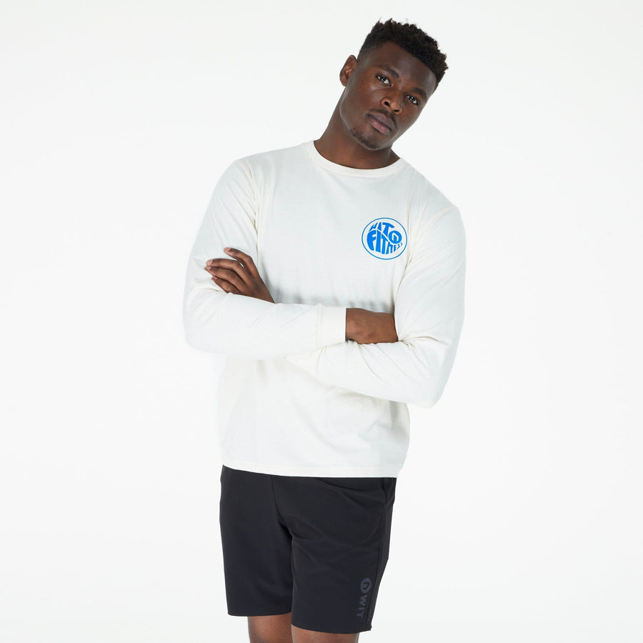 WIT Fitness T-shirts WIT Sticker Tee L/S in Raw and Blue
